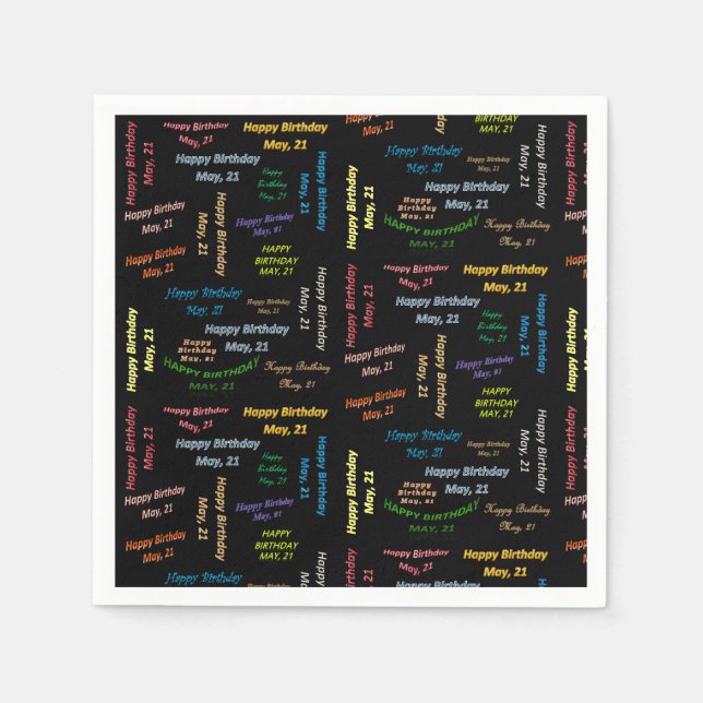 Paper Napkins May, 21 Birthday (Front)