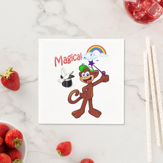 Paper Napkins, Monkey Rainbow Magical Napkins (Insitu)