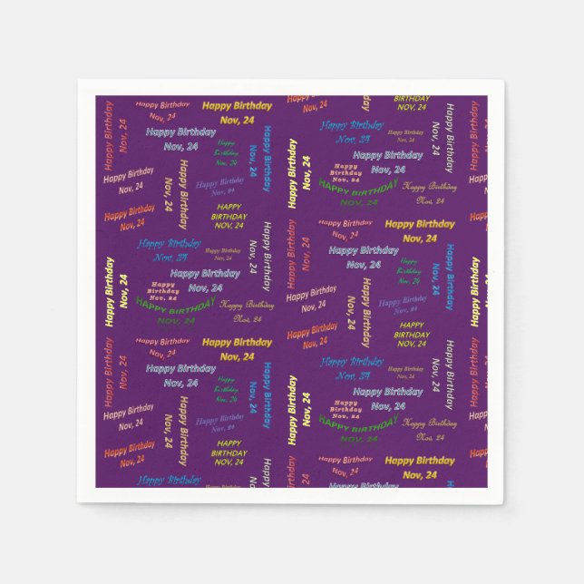 Paper Napkins November, 24 Birthday (Front)