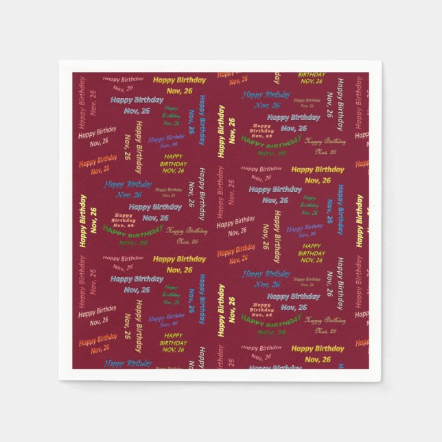 Paper Napkins November, 26 Birthday (Front)