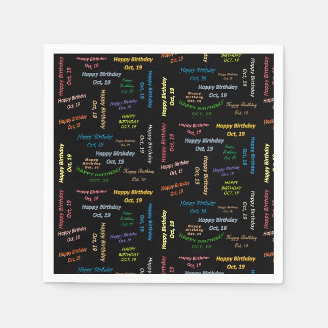 Paper Napkins October, 19 Birthday (Front)