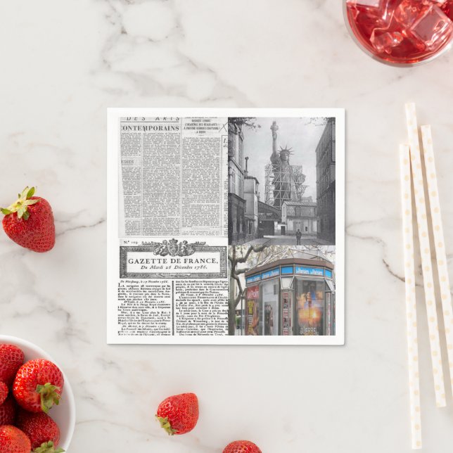 Paper Napkins, Paris France Newspaper Napkins (Insitu)