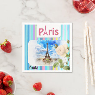 Paper Napkins, Paris France Stripe Napkins
