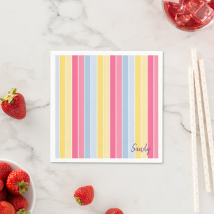 Paper Napkins, Pastel Stripe Napkins