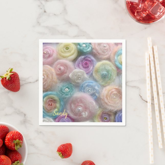 Paper Napkins, Pastel Yarn Napkins (Insitu)
