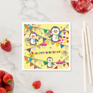 Paper Napkins, Penguin Happy Birthday Napkins