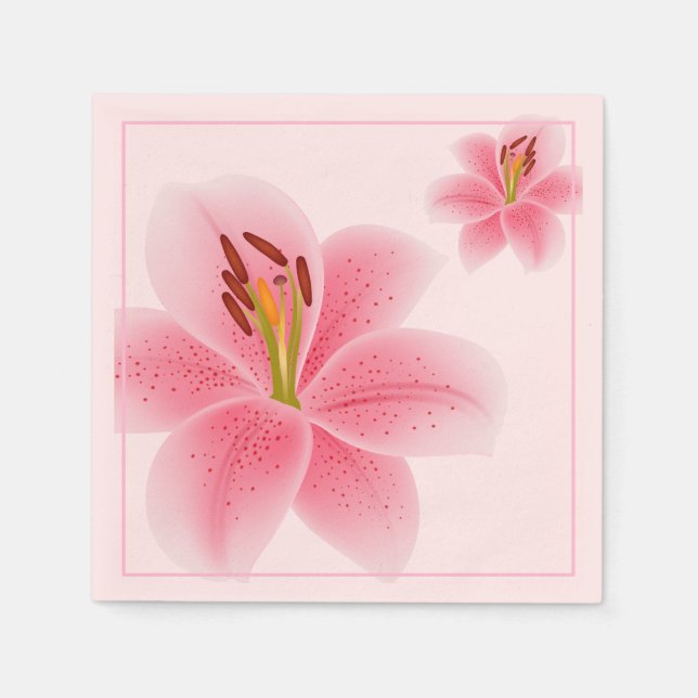 Paper Napkins-Pink Lily Napkins (Front)