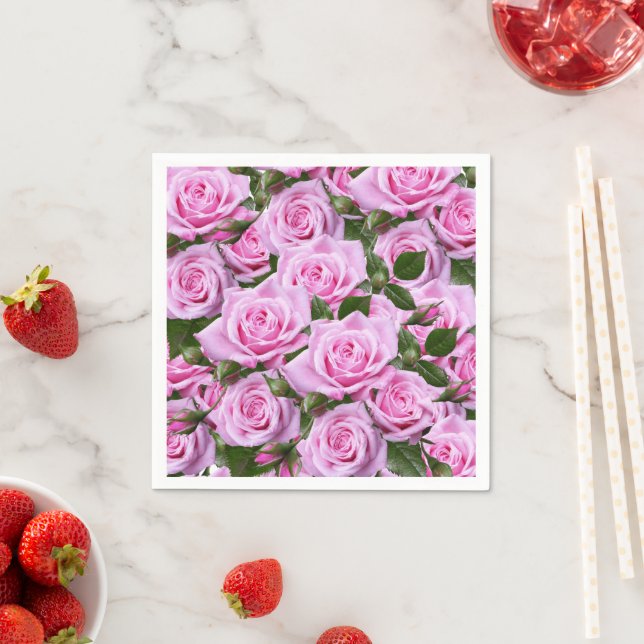 Paper Napkins, Pink Roses Napkins (Insitu)