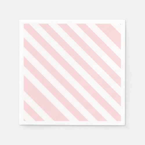 Paper Napkins Pink & White Stripe Diagonal