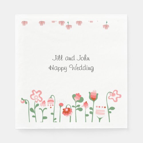 Paper Napkins Pink Wildflower Garden Wedding