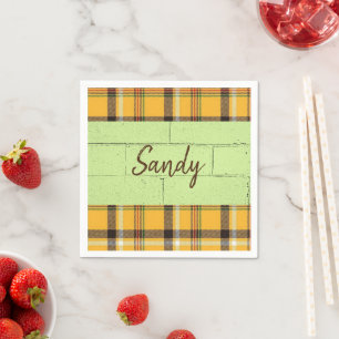 Paper Napkins, Plaid Yellow Napkins