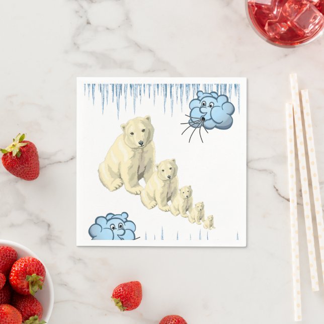 Paper Napkins, Polar Bear Clouds Ice Napkins (Insitu)