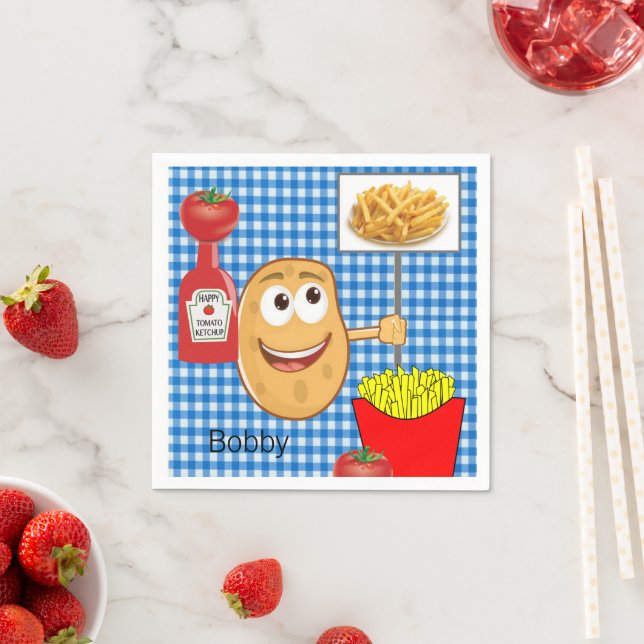 Paper Napkins, Potato, French Fries, Ketchup Napkins (Insitu)