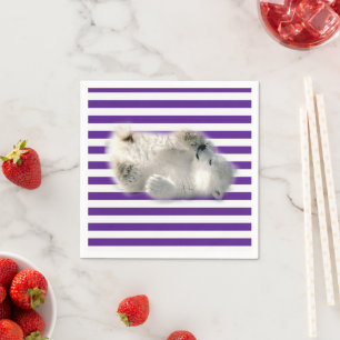 Paper Napkins, Purple Stripe Polar Bear Napkins