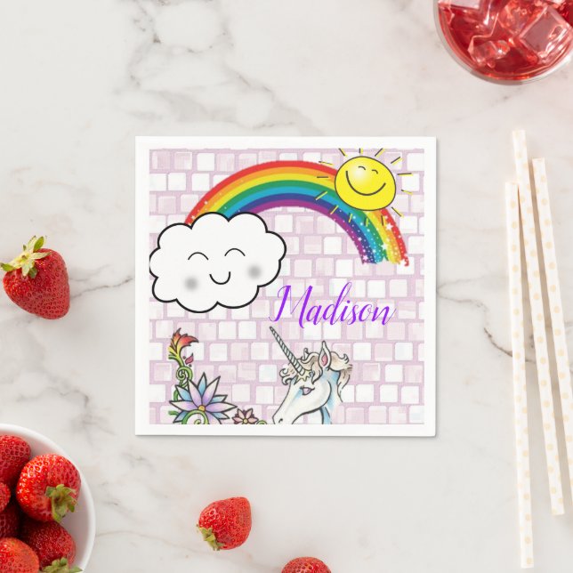 Paper Napkins, Rainbow Unicorn Napkins (Insitu)