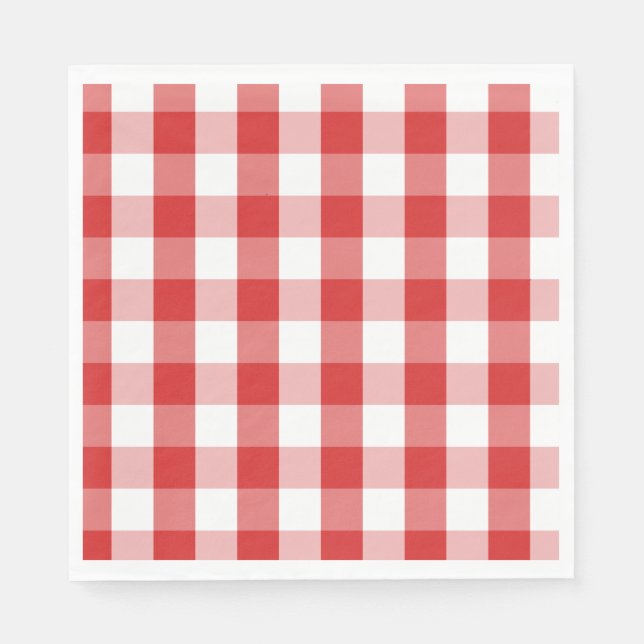 Paper Napkins-Red Checker Board Paper Napkins (Front)