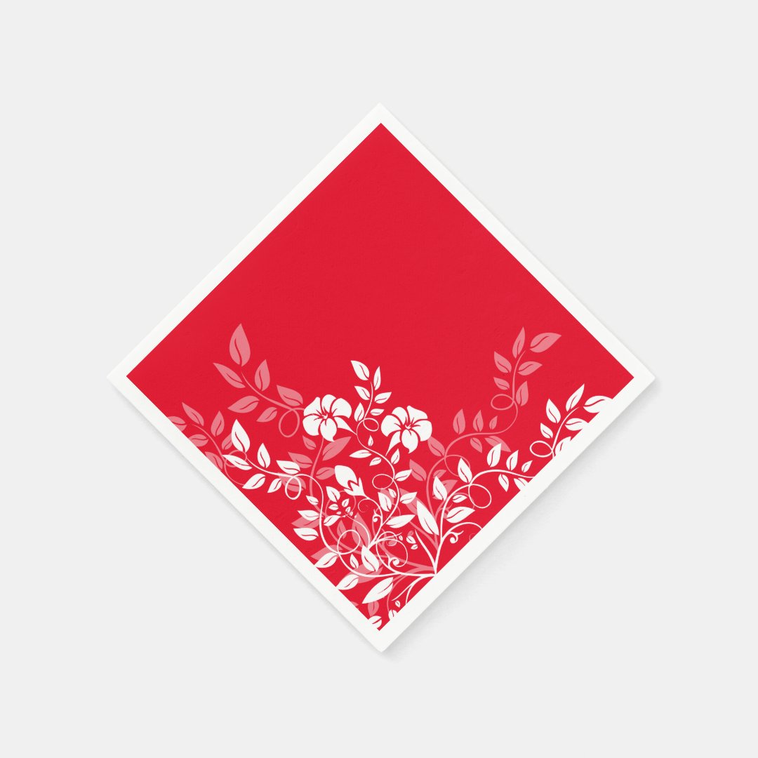 Paper NapkinsRed Floral Napkins Zazzle