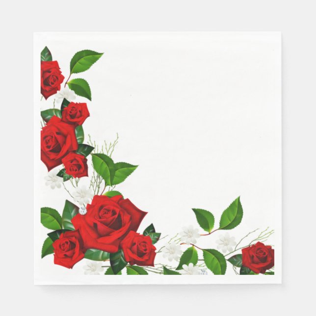 Paper Napkins-Red Roses Napkins (Front)
