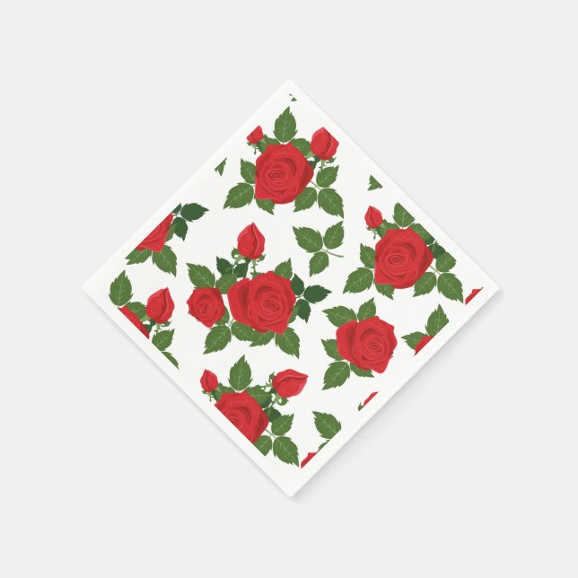 Paper Napkins-Red Roses Napkins (Corner)