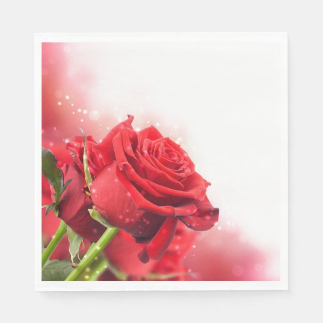 Paper Napkins-Red Roses Napkins (Front)