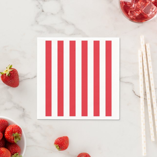 Paper Napkins, Red & White Stripe Napkins (Insitu)