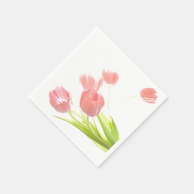 paper napkins Retro pink tulip flower (Corner)