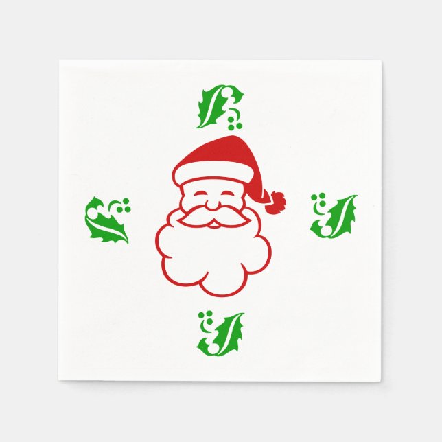Paper Napkins - Santa and Holly (Front)