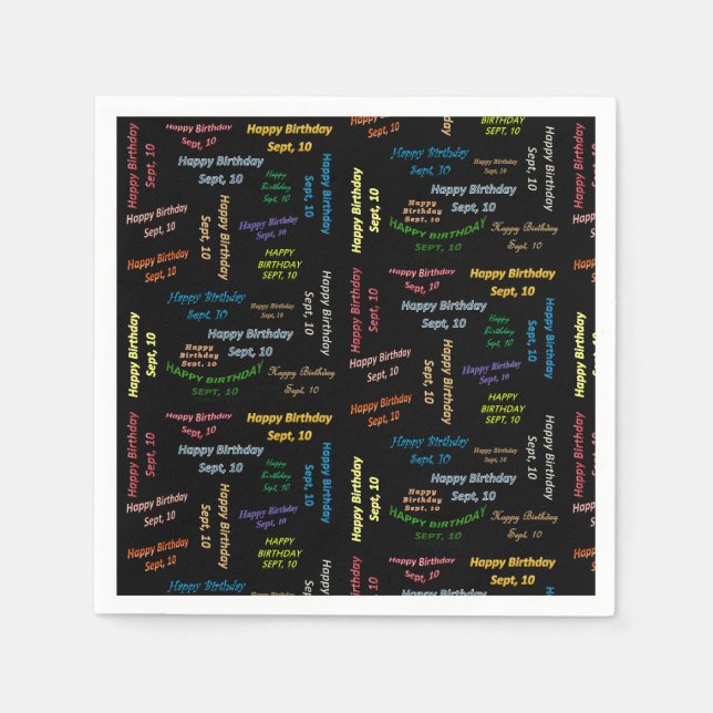 Paper Napkins September, 10 Birthday (Front)