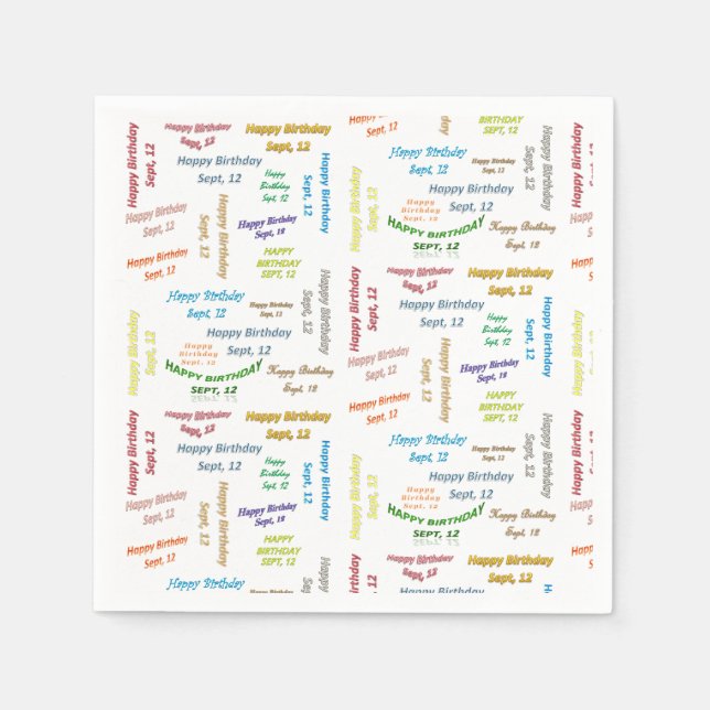 Paper Napkins September, 12 Birthday (Front)