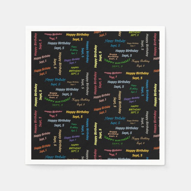 Paper Napkins September, 5 Birthday (Front)