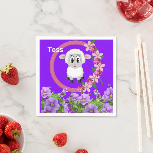 Paper Napkins, Sheep Floral Napkins (Insitu)