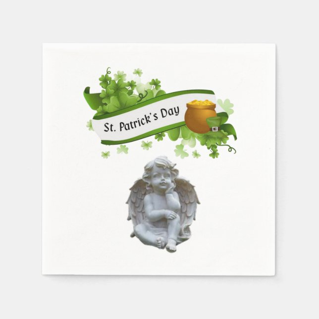 Paper Napkins St. Patrick's Day Angel (Front)