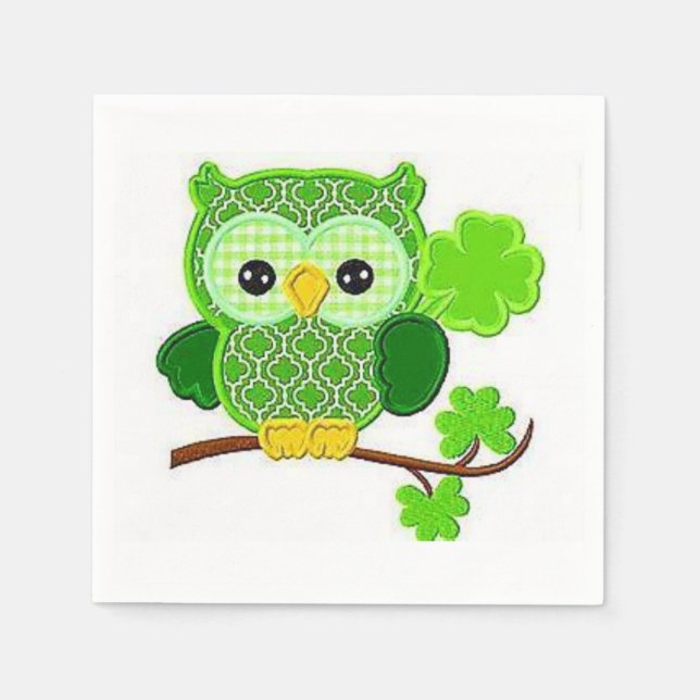 Paper Napkins St. Patrick's Day Owl (Front)