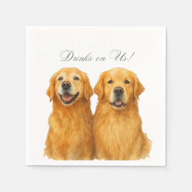 Paper Napkins, Standard Golden Retriever Cocktail Napkins (Front)