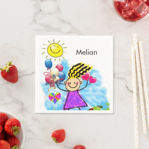 Paper Napkins, Sun Balloons Hearts Napkins