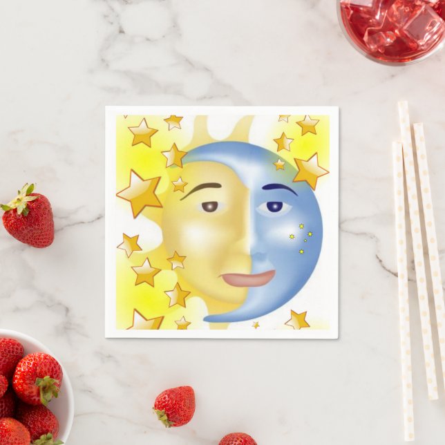 Paper Napkins, Sun Moon Yellow Stars Napkins (Insitu)