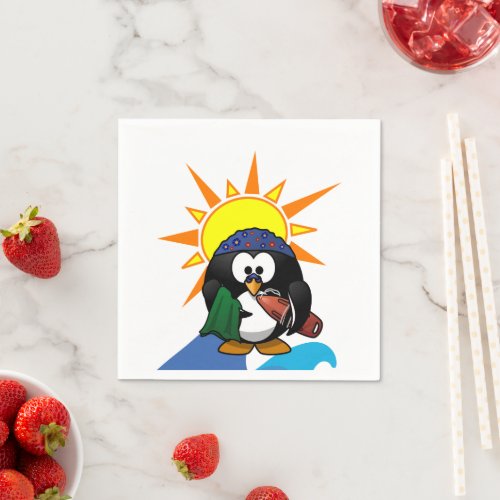 Paper Napkins Surfer Penguin Napkins