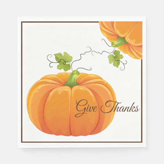 Paper Napkins-Thanksgiving Pumpkin Napkins (Front)