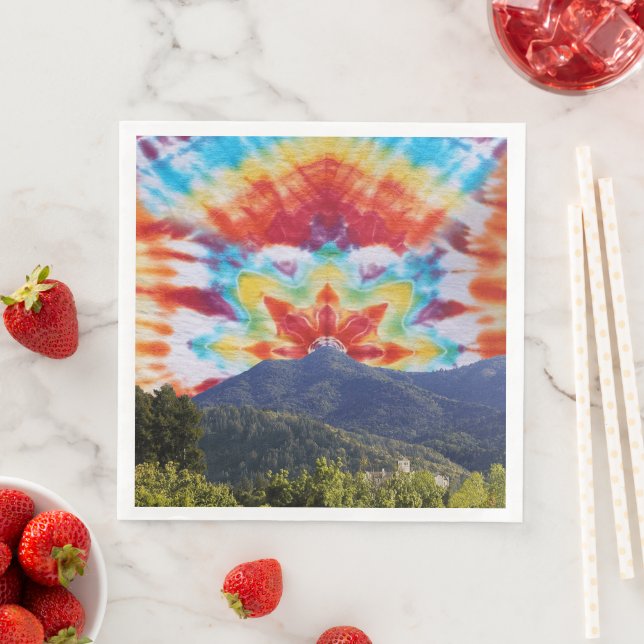 Paper Napkins Tie Dye Mt Tamalpais Sky Design (Insitu)