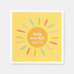 Paper Napkins, Tiny miracle Baby Shower Yellow Sun Napkins