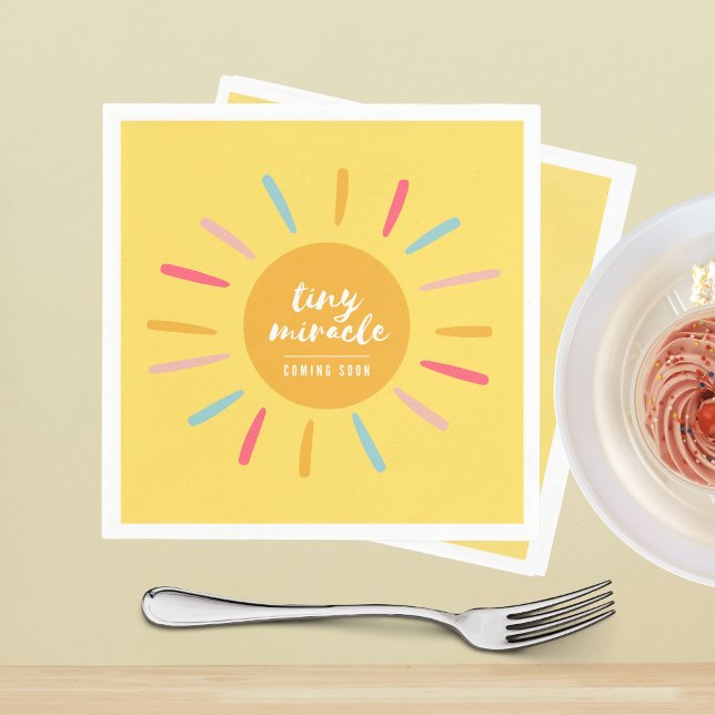 Paper Napkins, Tiny miracle Baby Shower Yellow Sun Napkins (Creator Uploaded)