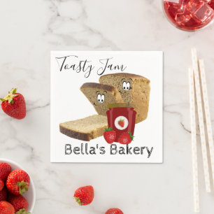 Paper Napkins, Toast Bread Strawberry Jam Bakery Napkins