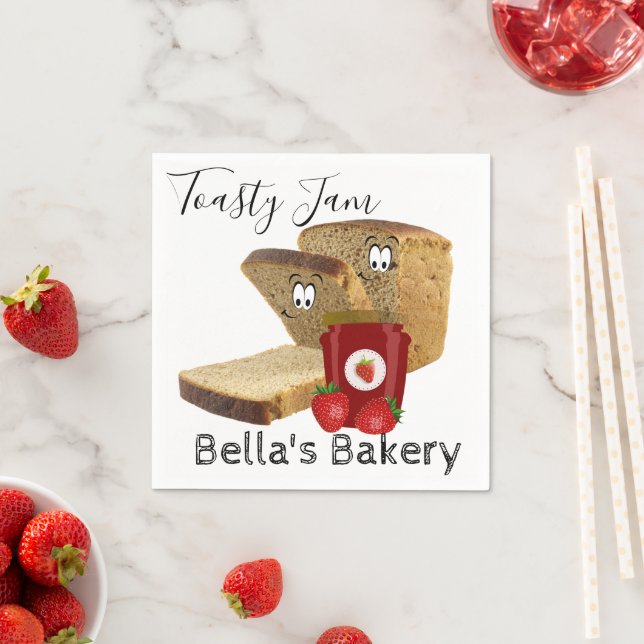 Paper Napkins, Toast Bread Strawberry Jam Bakery Napkins (Insitu)