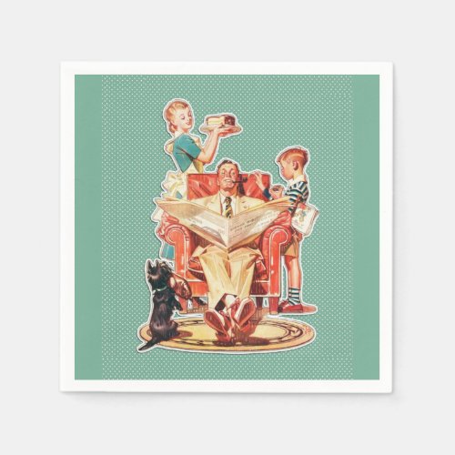 Paper Napkins Vintage 50s Retro Family