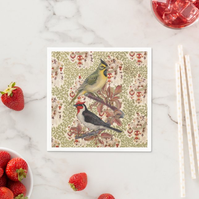 Paper Napkins, Vintage Birds Napkins (Insitu)