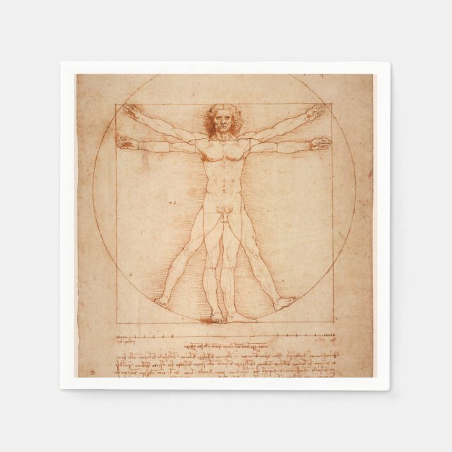 Paper Napkins Vitruvian Man by Leonardo da Vinci (Front)