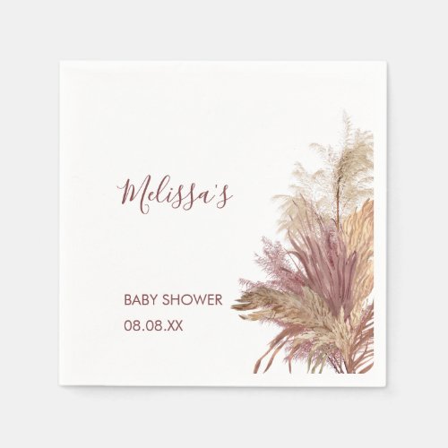 Paper Napkins Watercolor Pampas Grass Mauve Pink