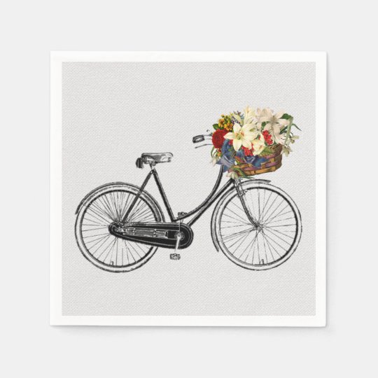 paper napkins white bike bicycle flower | Zazzle.com