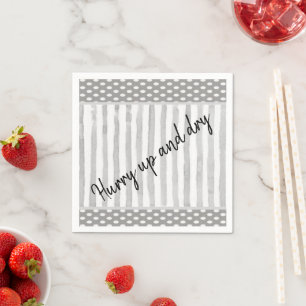 Paper Napkins, White Grey Stripe Napkins