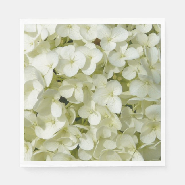 Paper Napkins-White Hydrangeas Napkins (Front)